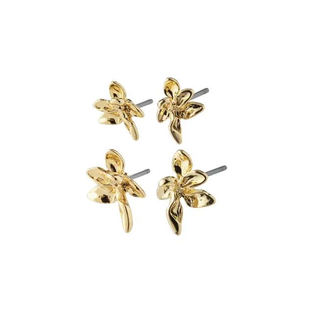 pilgrim-riko-ohrringe-2-in-1-set-vergoldet-4-organische-ohrstecker image 1