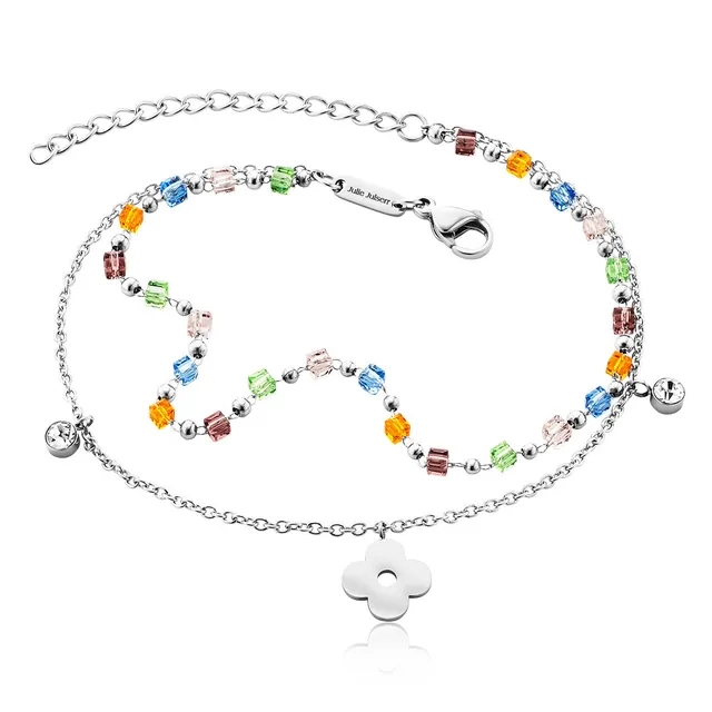 julie-julsen-fu-kettchen-flower-colour-beads-silber-edelstahl-mit-bunten-perlen- image 1