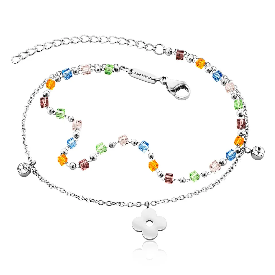julie-julsen-fu-kettchen-flower-colour-beads-silber-edelstahl-mit-bunten-perlen- image 1