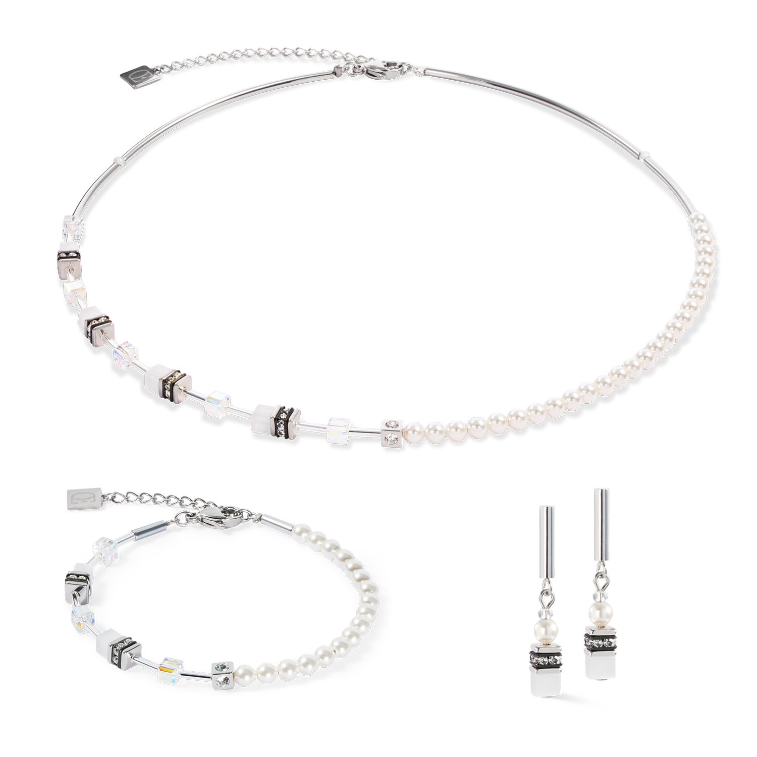 coeur-de-lion-geocube-mini-fusion-pearls-ohrringe-silber-wei image 3