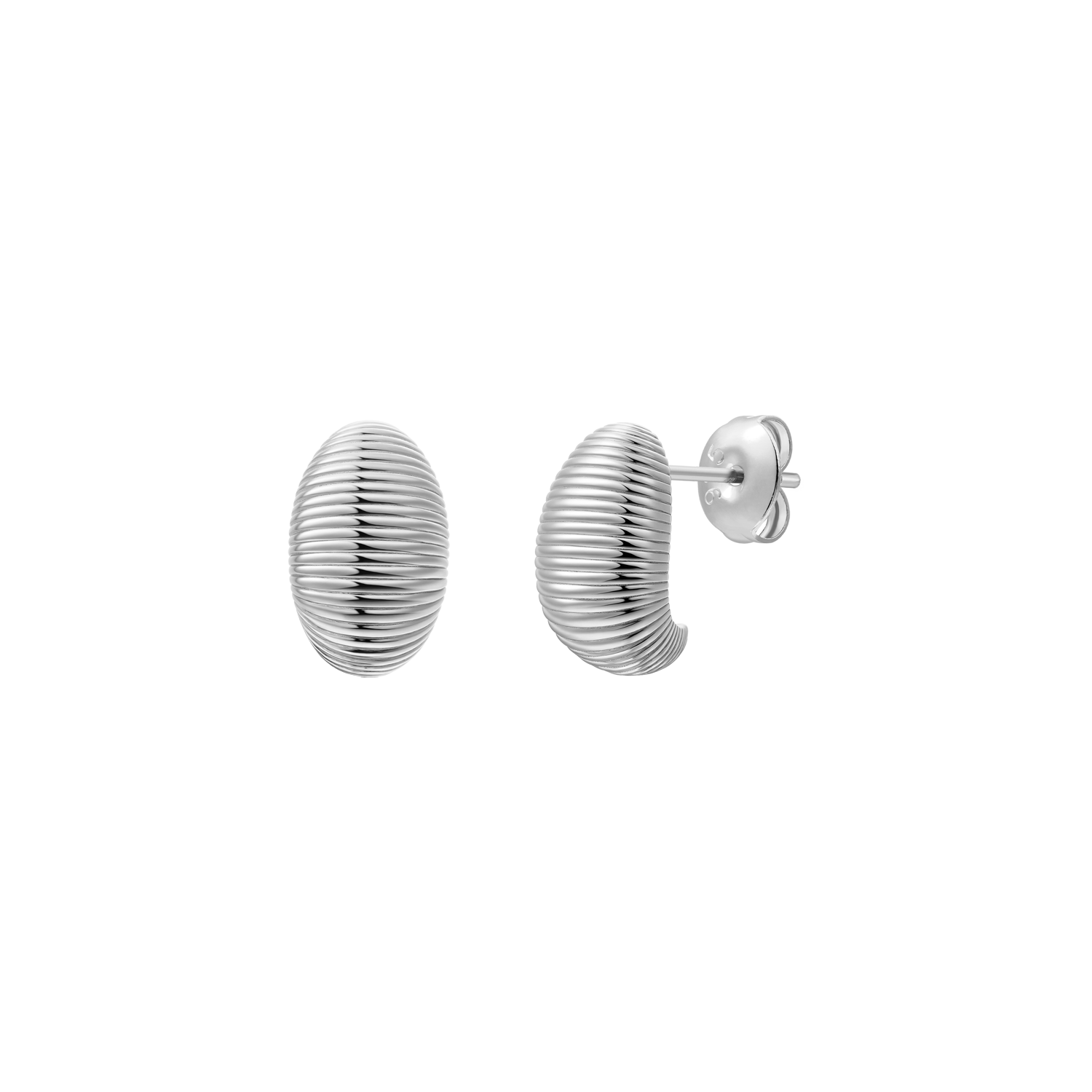 xenox-heartbeat-ohrringe-oval-geriffelt-925-sterlingsilber-rhodiniert image 1