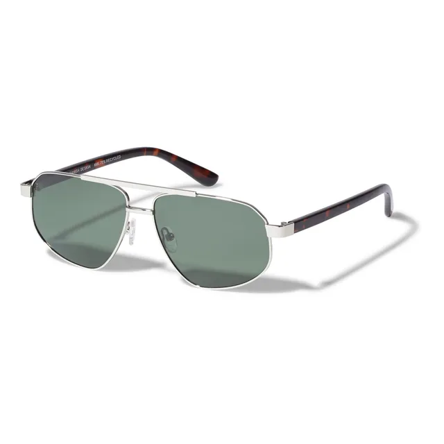 pilgrim-cai-sonnenbrille-braun-silber-piloten-brille-mit-gr-nen-gl-sern image 1