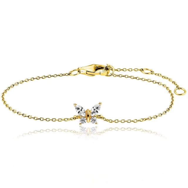 julie-julsen-kids-armband-butterfly-vergoldet-mit-schmetterling-und-4-wei-en-zir image 1