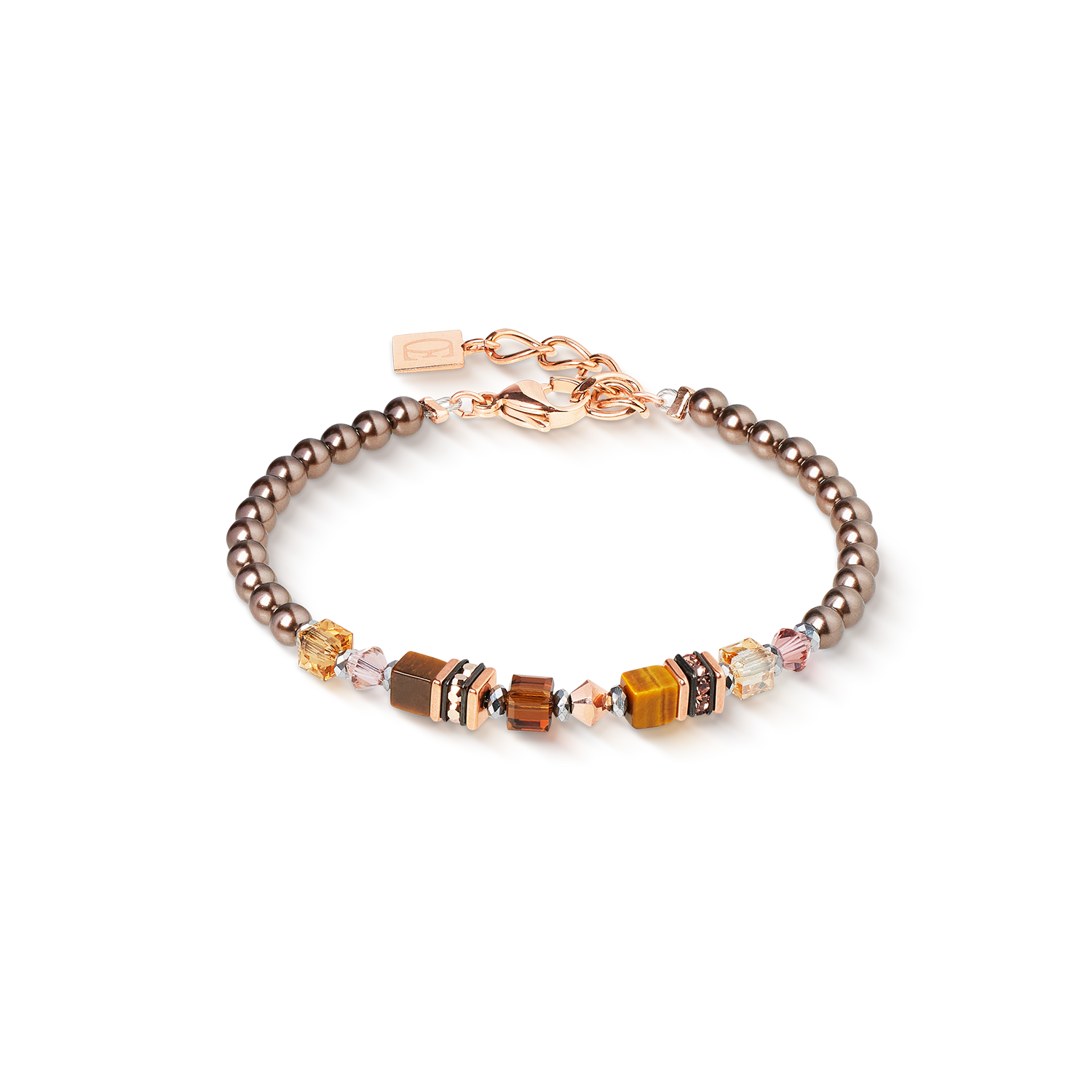 coeur-de-lion-armband-princess-earth-glow-ros-gold-braun-tigerauge-crystal-pearl image 1
