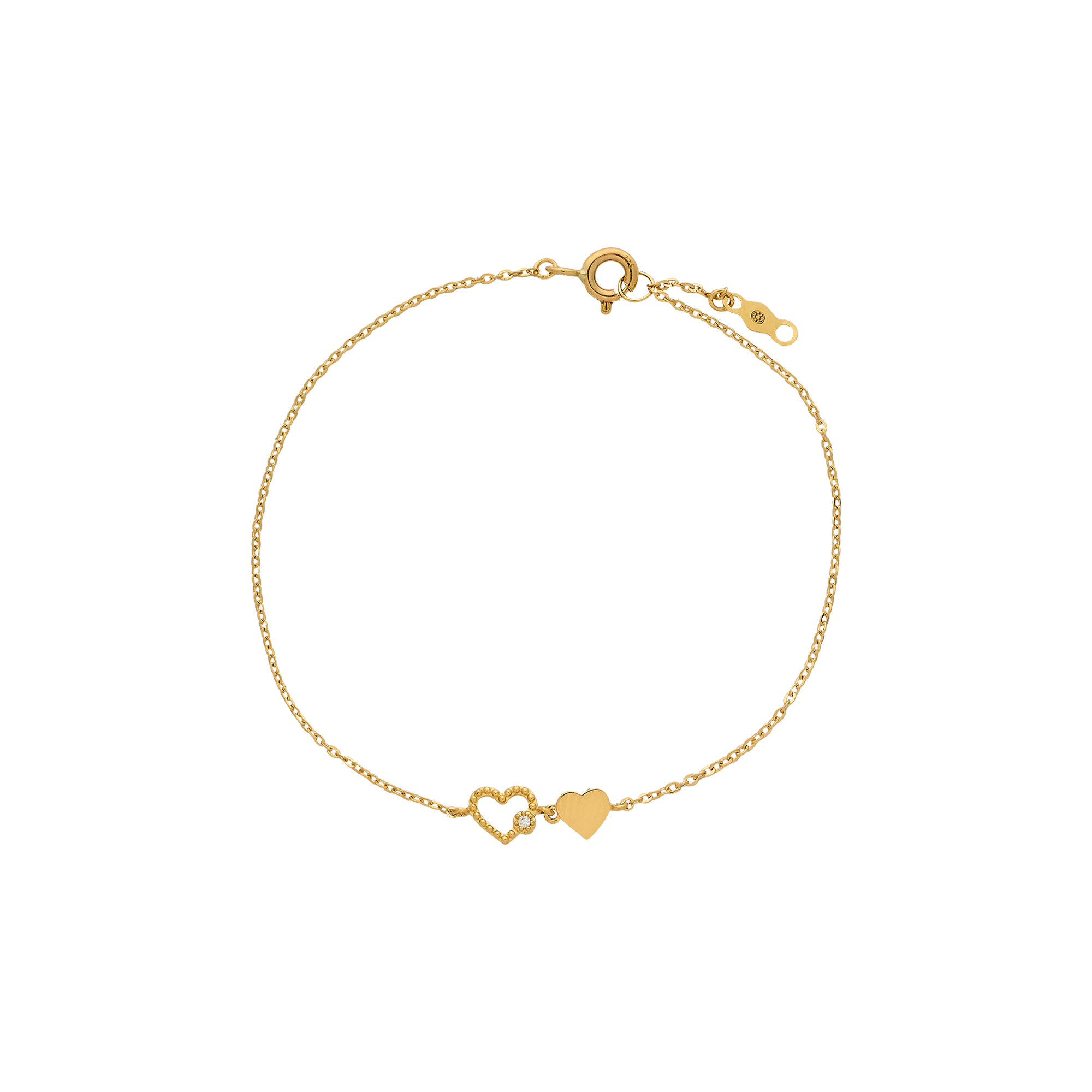 xenox-fine-herz-armband-585-gelbgold-doppel-herz-mit-zirkonia image 1
