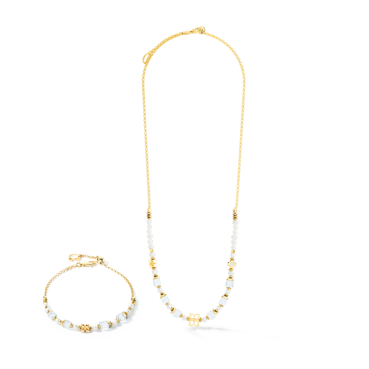 coeur-de-lion-iconic-signature-halskette-gold-wei-42-cm-18k-vergoldet-mit-perlen image 3