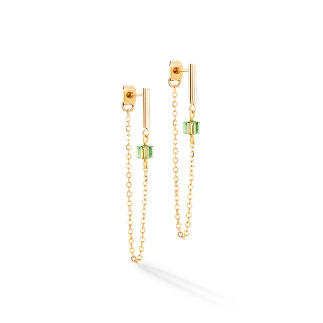coeur-de-lion-geocube-mini-cubes-chain-ohrringe-gold-gr-n image 1
