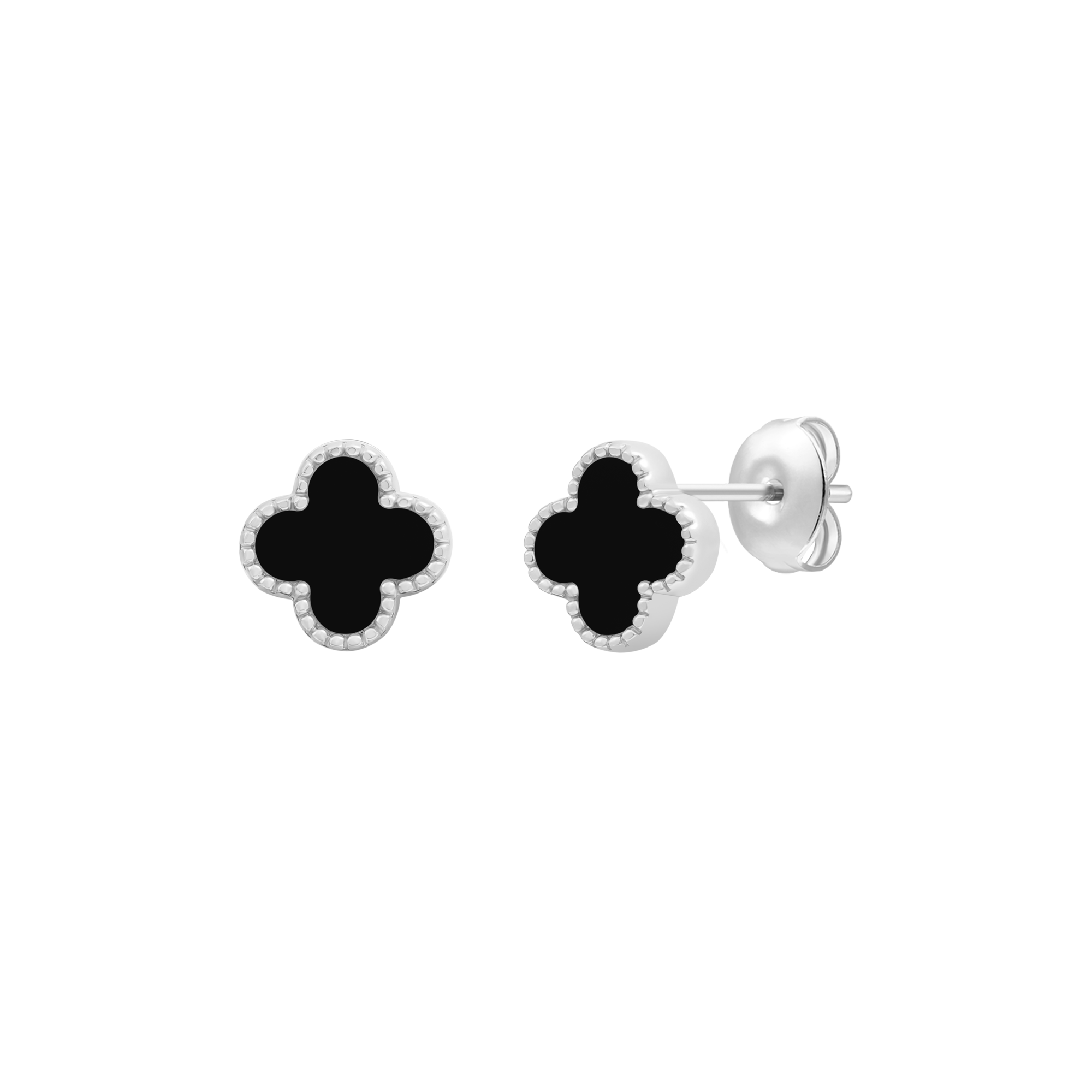 xenox-clover-ohrstecker-925-sterlingsilber-rhodiniert-mit-schwarzem-achat image 1