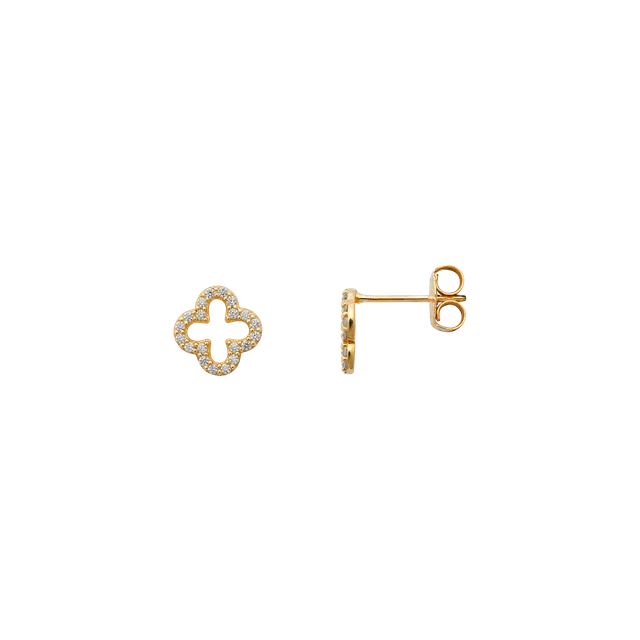 xenox-fine-clover-spark-ohrringe-585-gelbgold-mit-zirkonia image 1