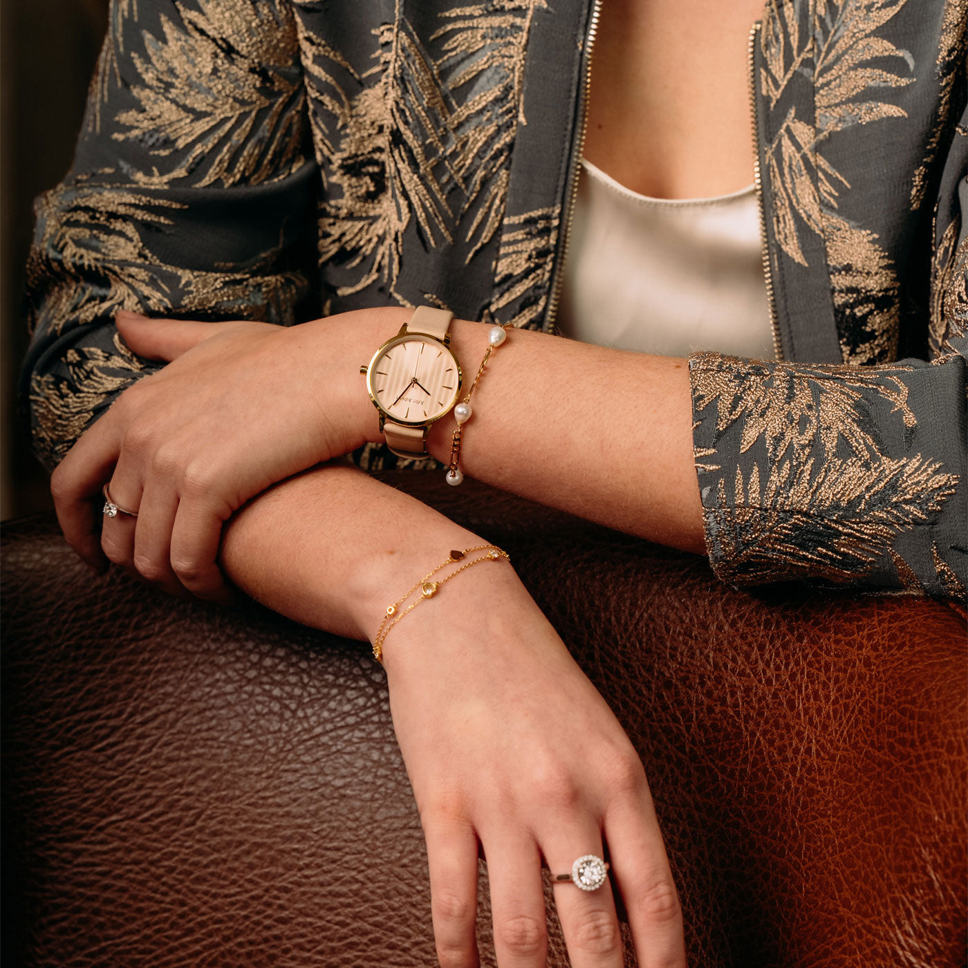 julie-julsen-double-armband-2-reihig-silber-925-vergoldet-mit-5-wei-en-zirkonia- image 2