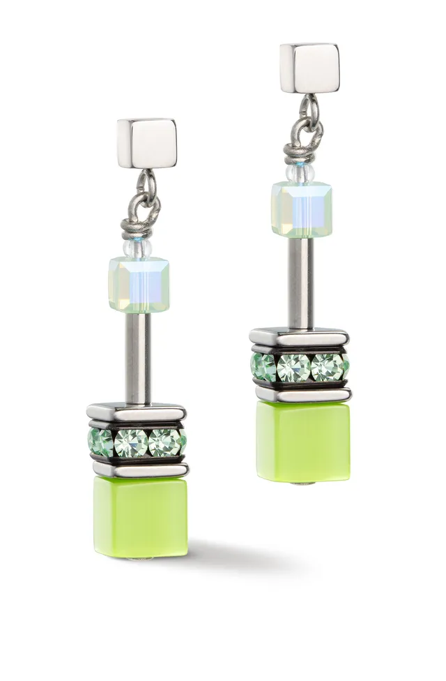 coeur-de-lion-geocube-iconic-joyful-colours-ohrstecker-gr-n-silber image 1