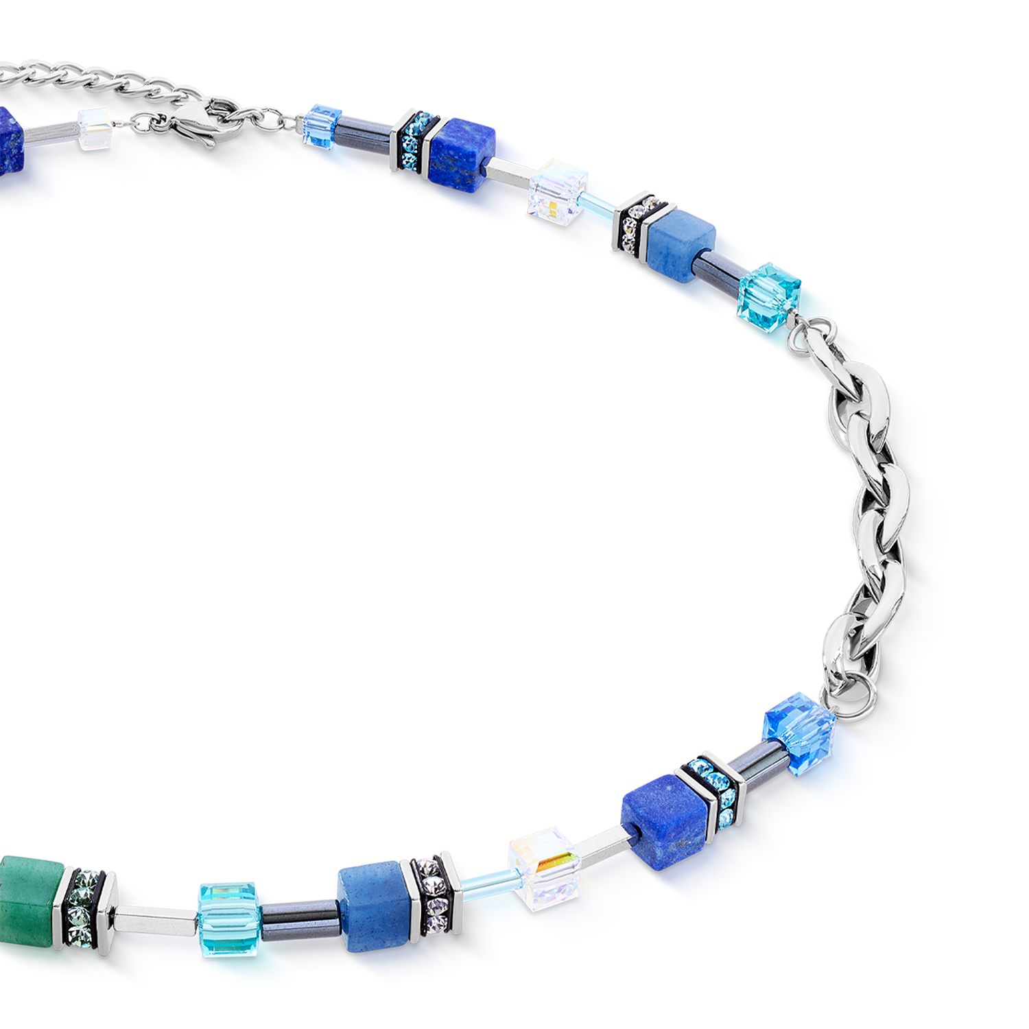 coeur-de-lion-geocube-chunky-chain-halskette-silber-blau-45-5-cm image 2