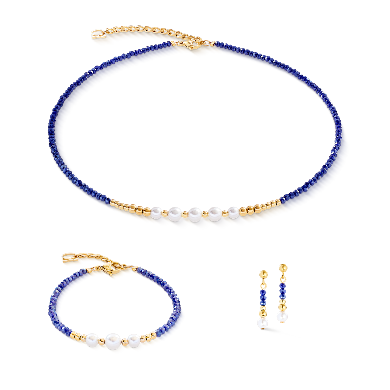 coeur-de-lion-pearl-line-ohrringe-gold-blau image 3