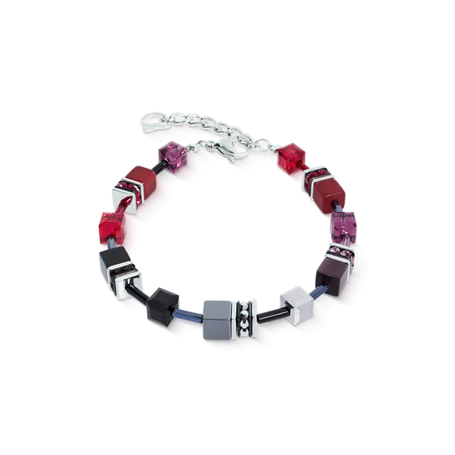 coeur-de-lion-geocube-iconic-armband-ruby-noir-silber image 1