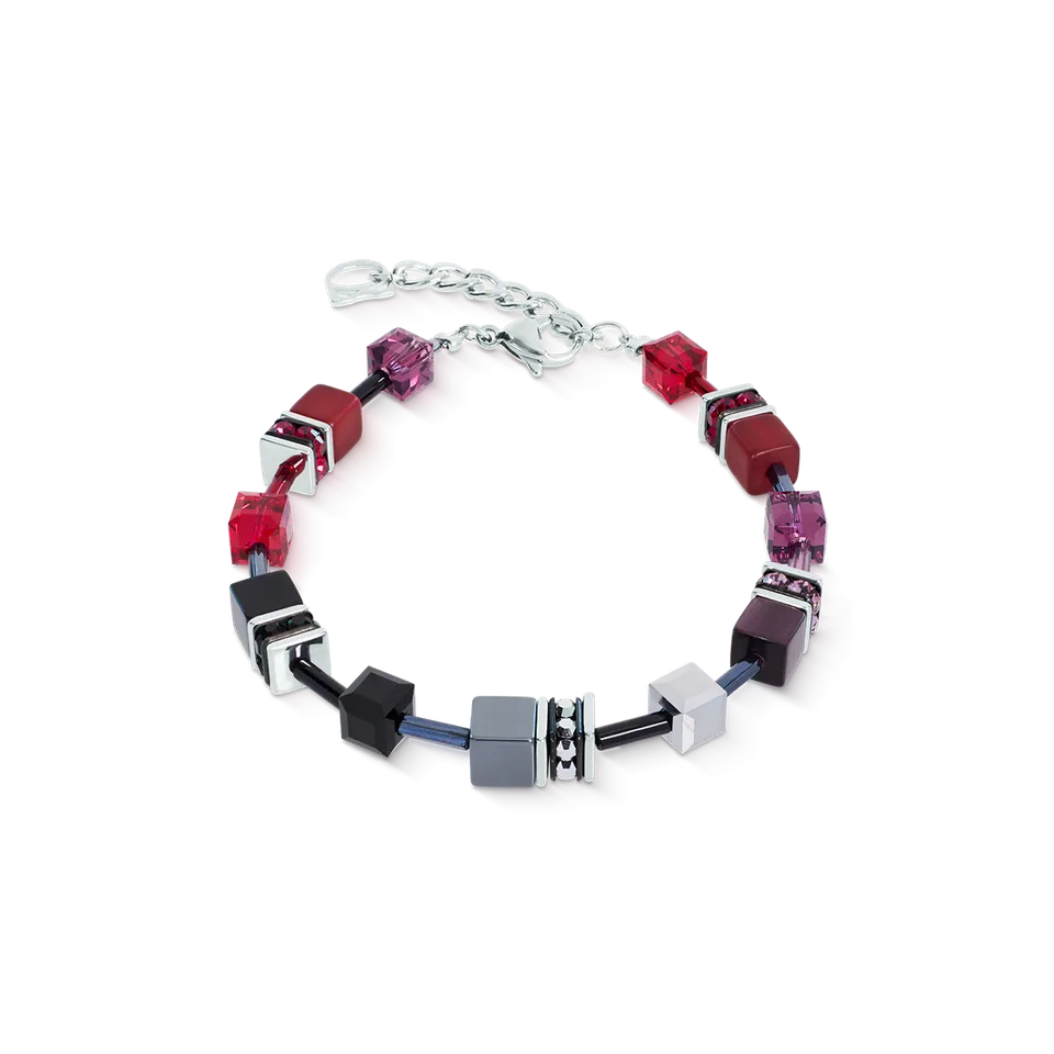 coeur-de-lion-geocube-iconic-armband-ruby-noir-silber image 1
