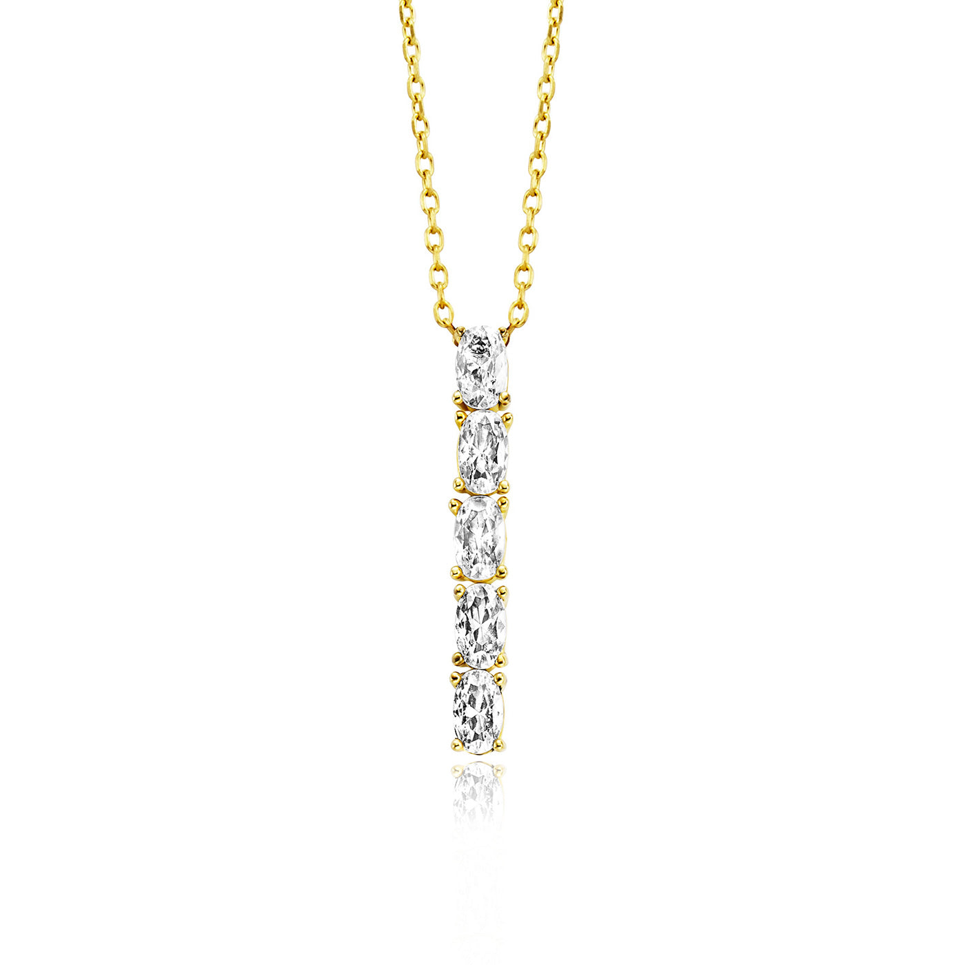 julie-julsen-crystal-line-kette-mit-anh-nger-vergoldet-5-wei-e-zirkonia image 1