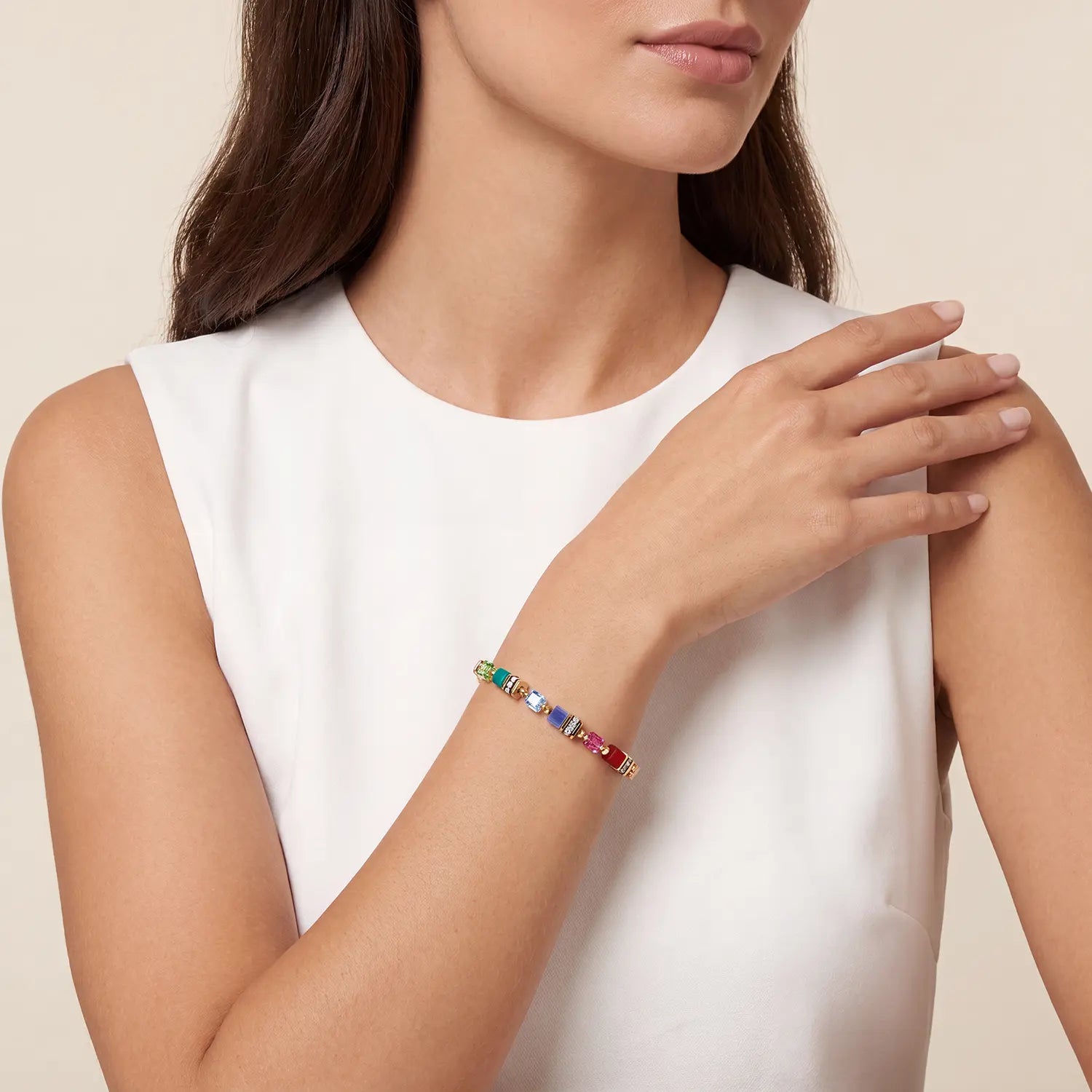 coeur-de-lion-armband-mini-cubes-multicolor-rainbow-gold image 4