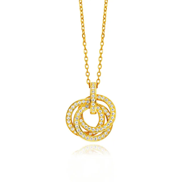 julie-julsen-kette-mit-anh-nger-3-rings-vergoldet-mit-87-zirkonia image 1
