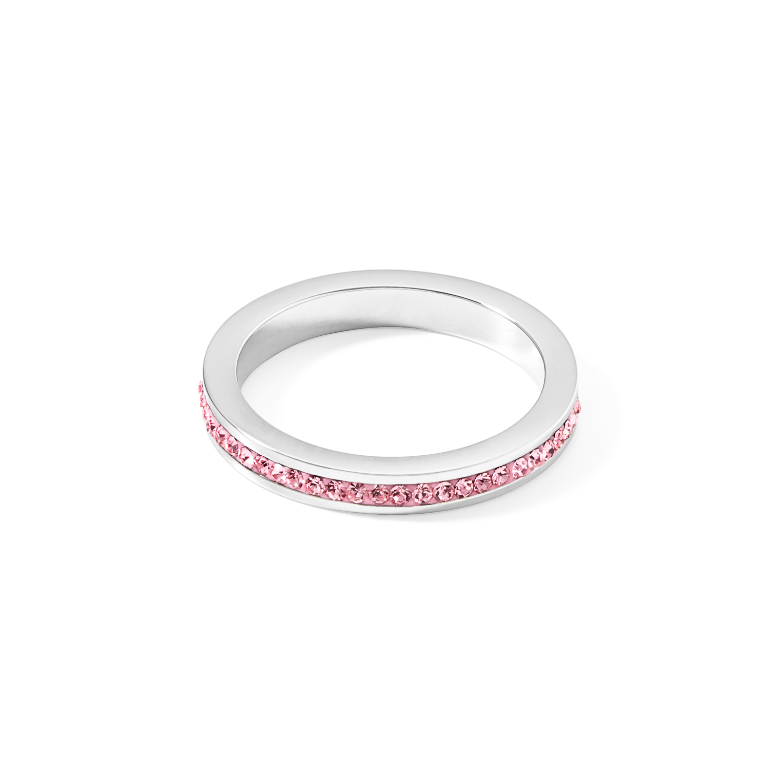 coeur-de-lion-ring-edelstahl-silber-mit-kristallen-pav-rosa image 1