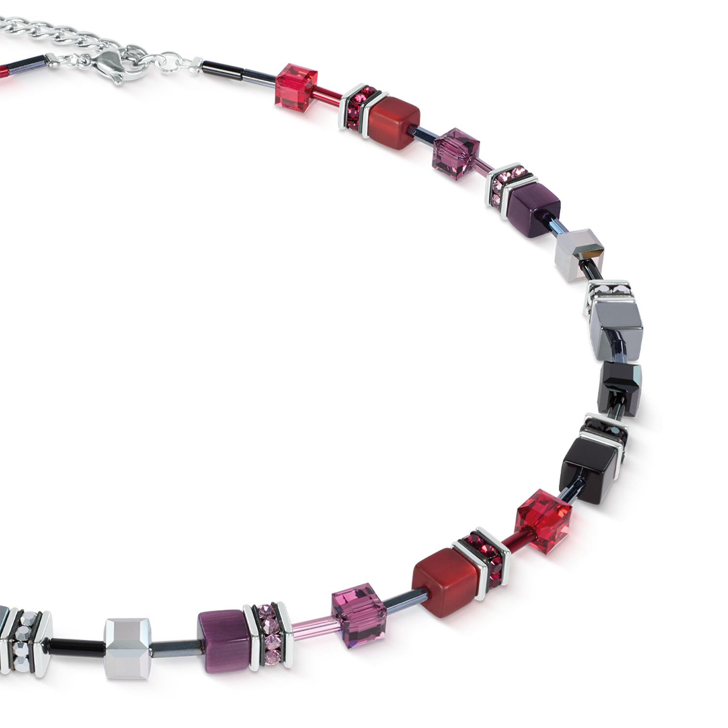 coeur-de-lion-geocube-iconic-halskette-ruby-noir-silber image 2