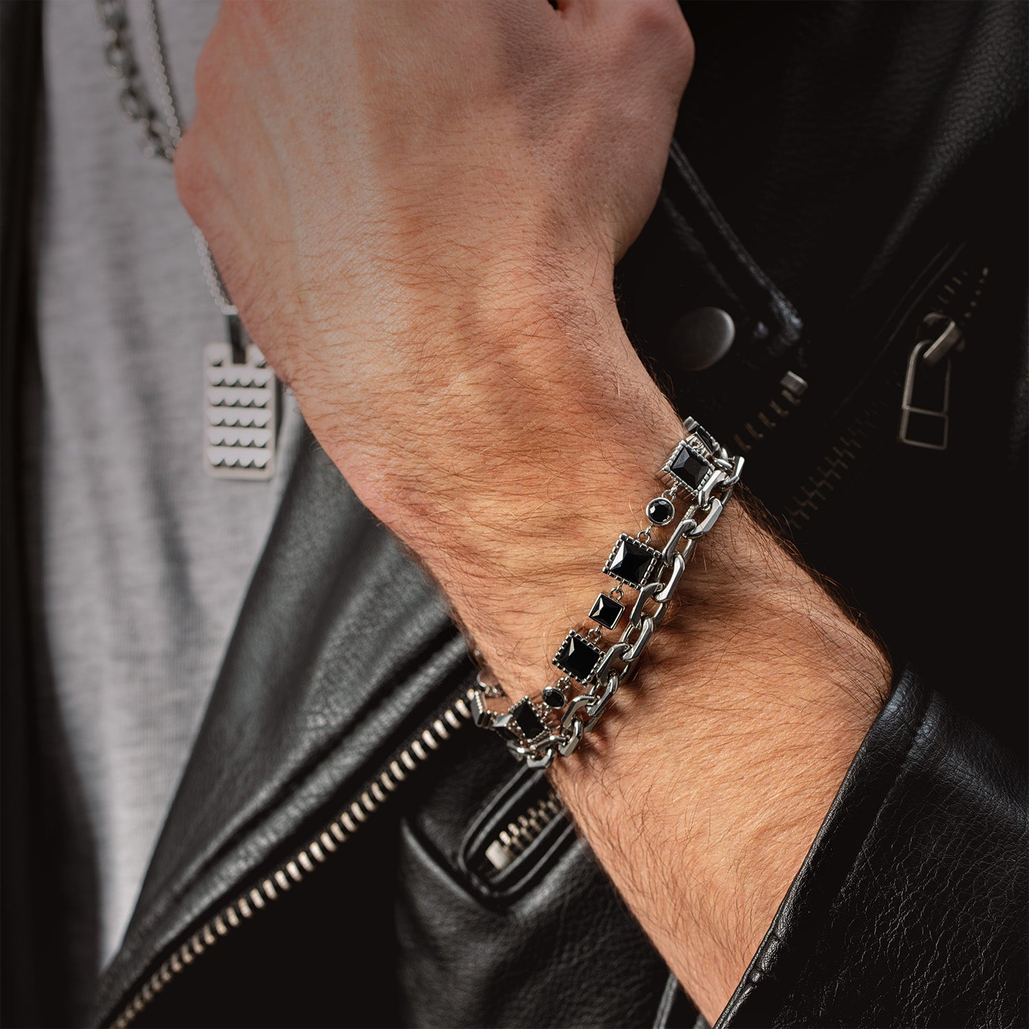 coeur-de-lion-armband-geometry-spinell-edelstahl-silber-schwarz image 4