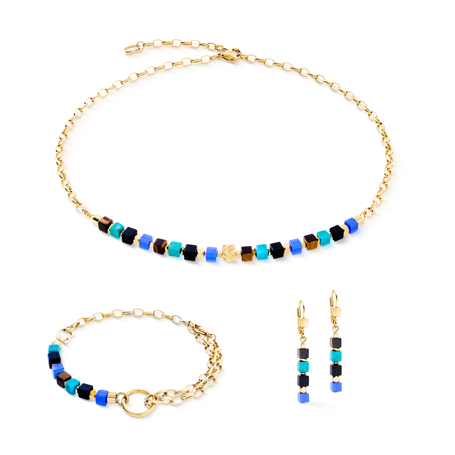 coeur-de-lion-halskette-cube-mosaic-lagoon-gold image 3