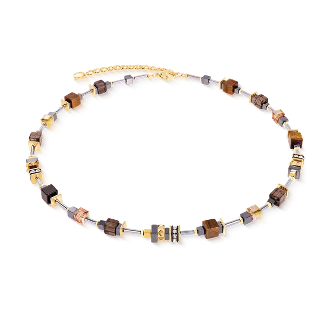 coeur-de-lion-cube-duet-halskette-earth-gold-edelstahl-gold-h-matit-42-cm-6-cm image 1