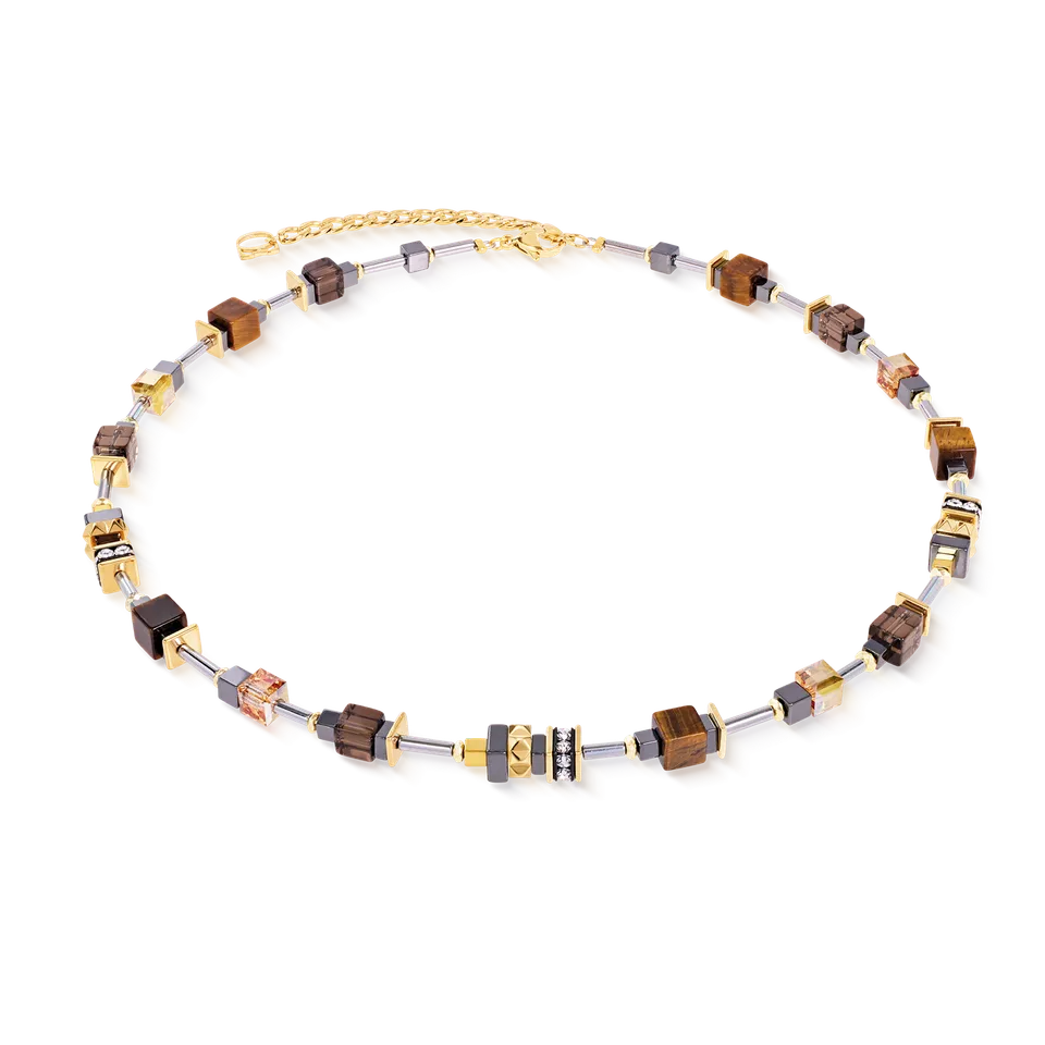 coeur-de-lion-cube-duet-halskette-earth-gold-edelstahl-gold-h-matit-42-cm-6-cm image 1