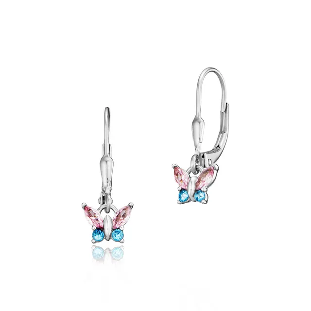 julie-julsen-kids-butterfly-ohrh-nger-silber-mit-8-bunten-zirkonia image 1