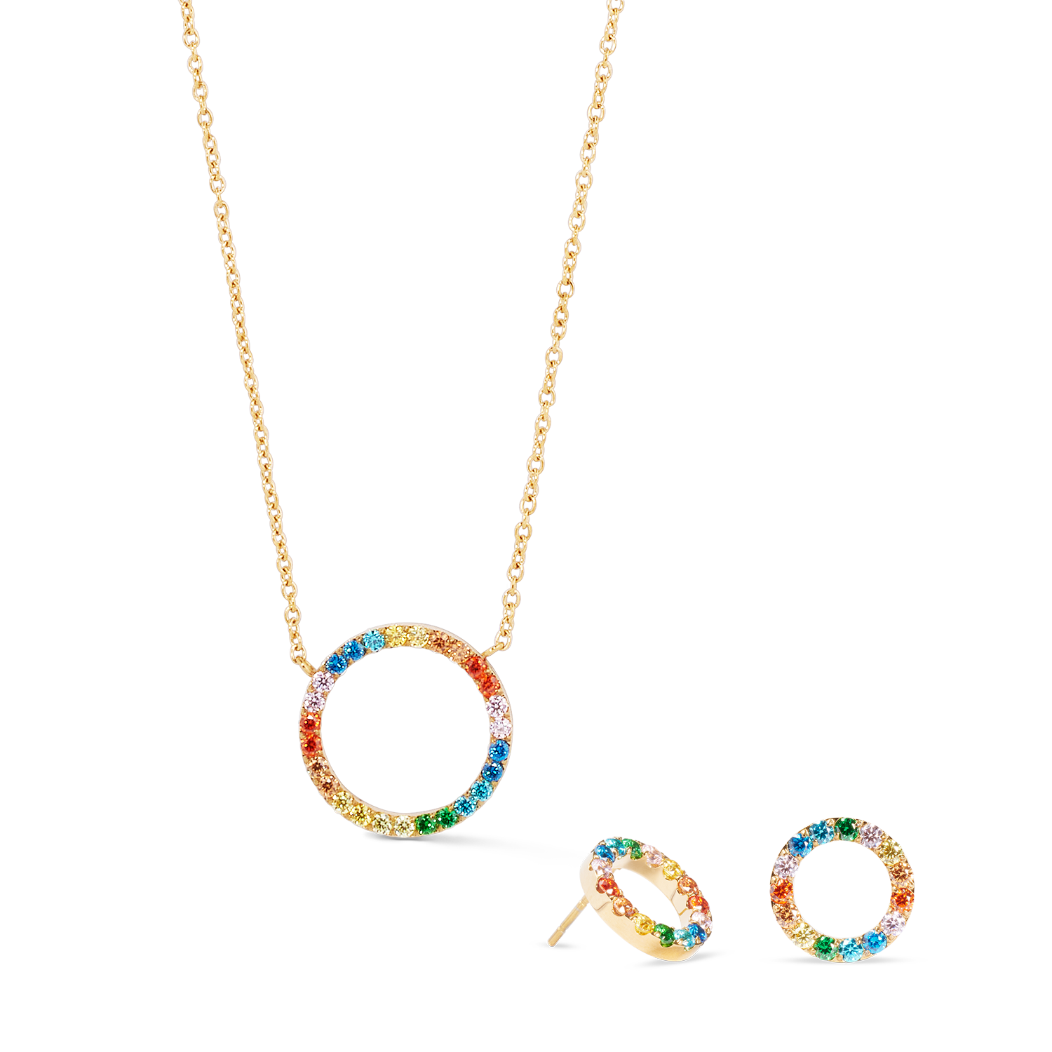 coeur-de-lion-sparkling-circle-halskette-gold-multicolor-zirkonia image 3