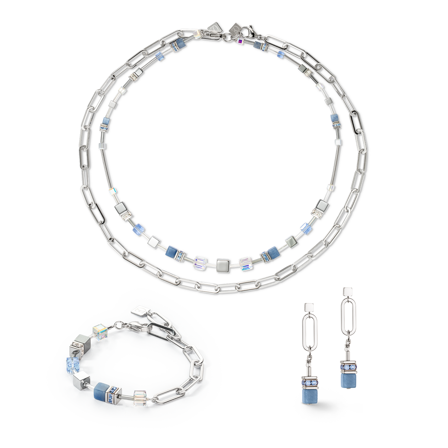 coeur-de-lion-geocube-fusion-chain-armband-silber-blau image 2