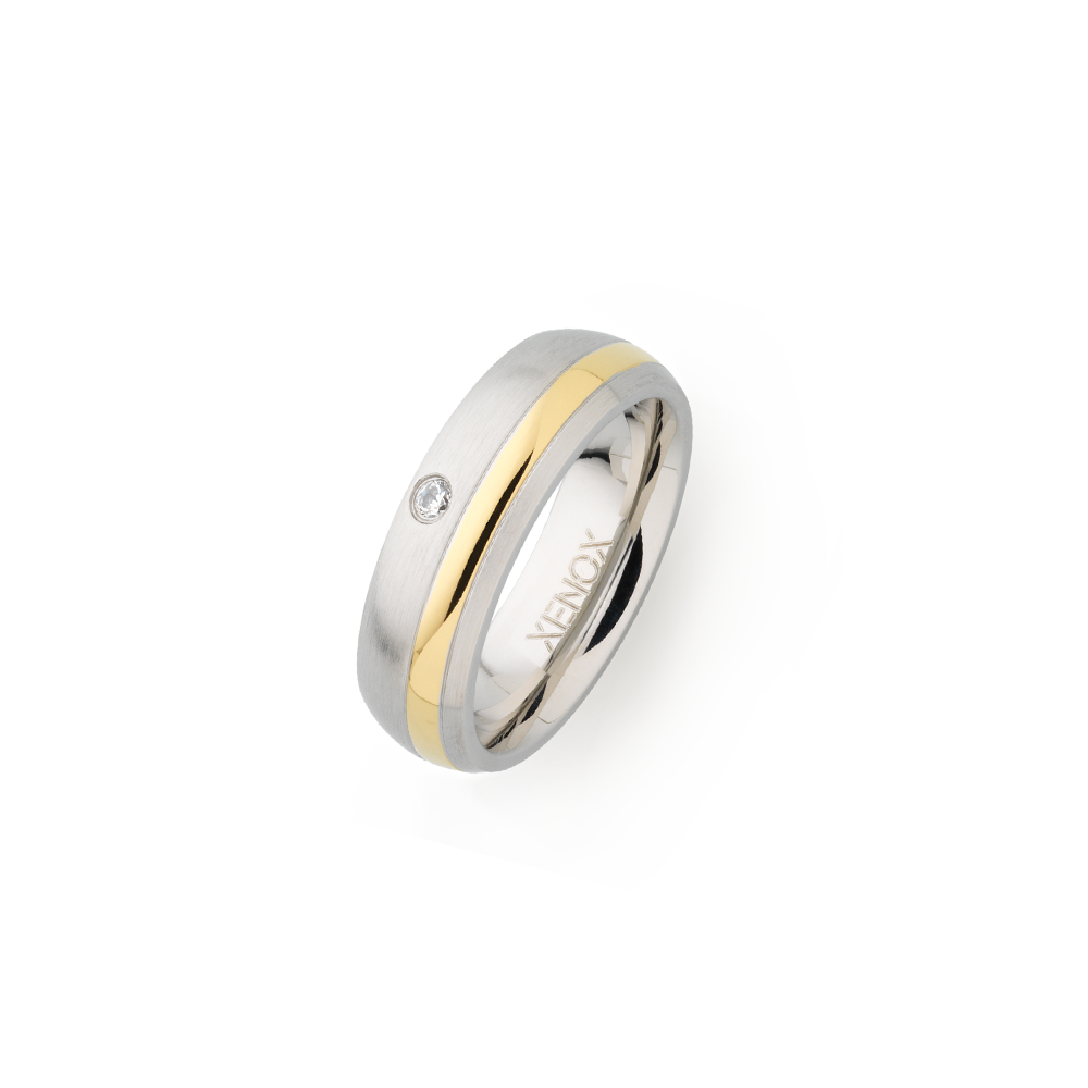 xenox-partnerring-x1681-aus-edelstahl-mit-zirkonia-stein image 1