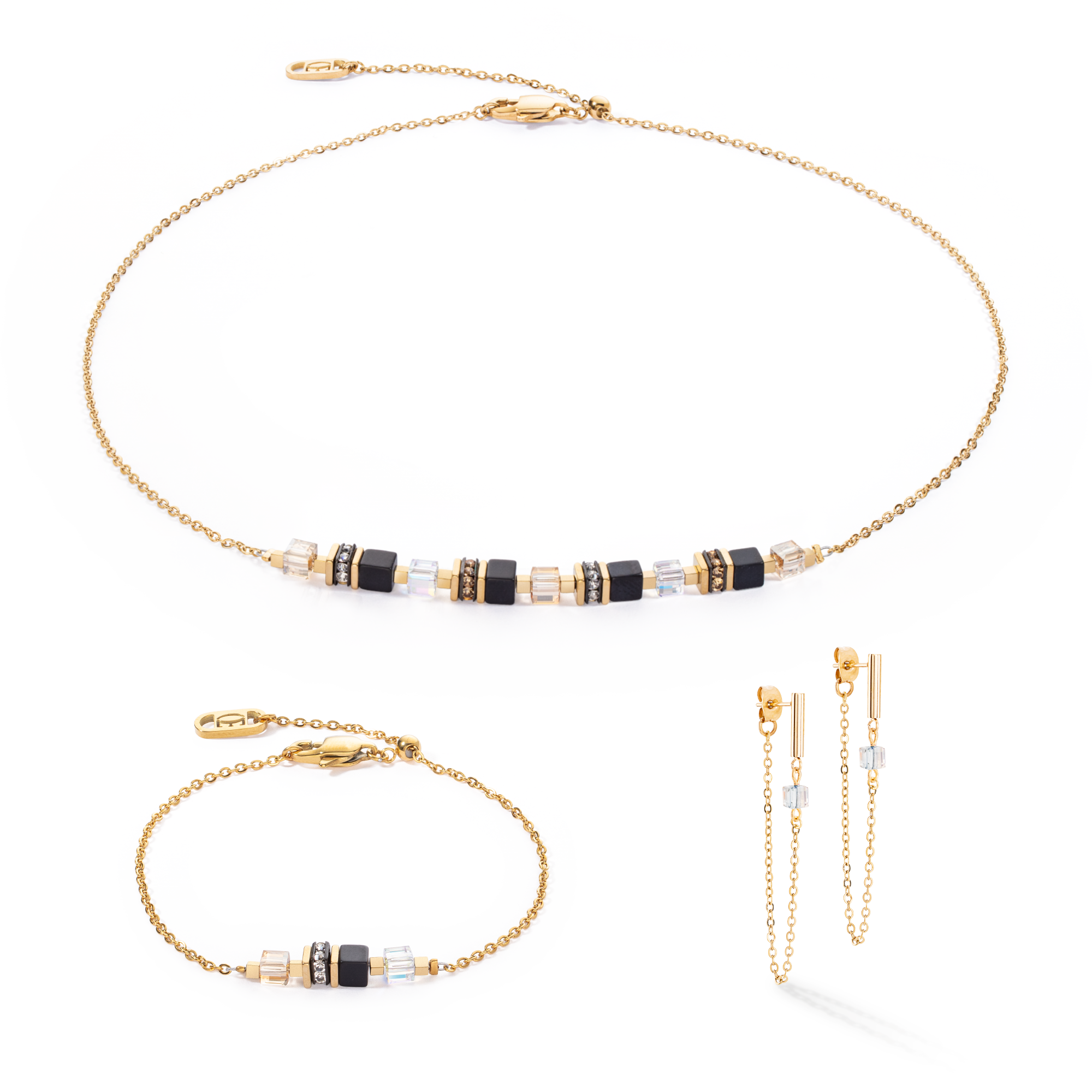coeur-de-lion-armband-mini-cubes-chain-gold-schwarz image 3