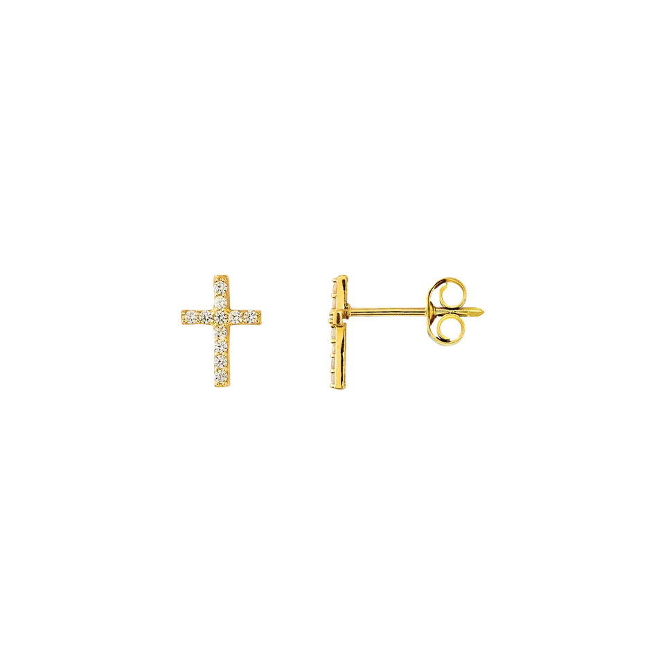 xenox-fine-kreuz-ohrringe-xg14k4218g-585-gelbgold-mit-zirkonia image 1