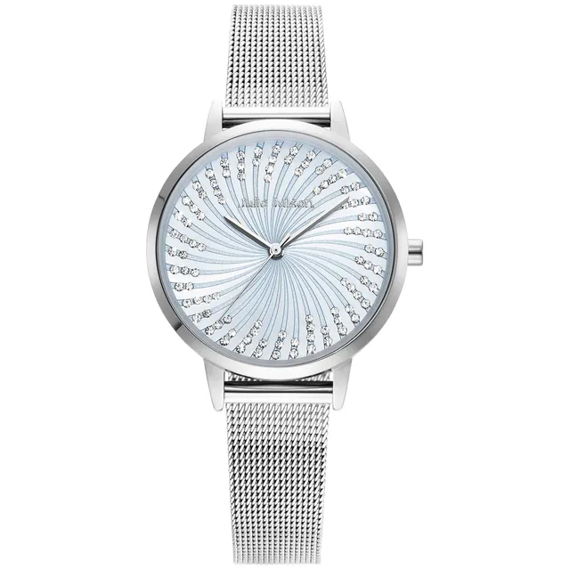 julie-julsen-shiny-ii-damenuhr-silber-hellblau-mit-meshband-und-72-zirkonia-3-at image 1