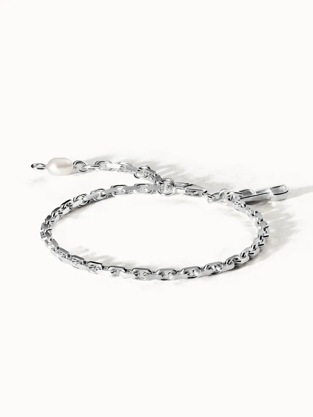 purelei-gleam-armband-ankerkette-aus-recyceltem-silber-mit-s-wasserperle image 1