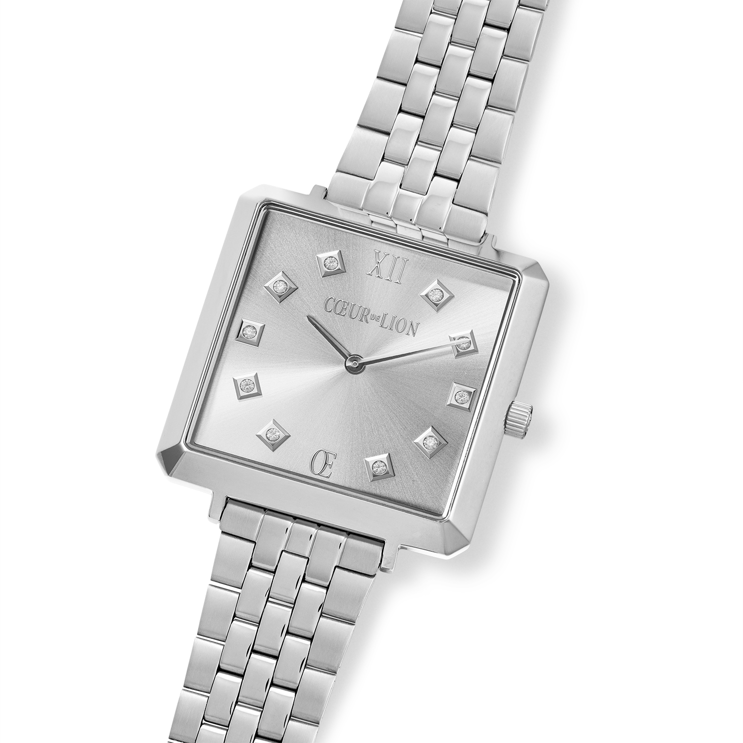 coeur-de-lion-uhr-iconic-square-elegant-monochrome-silver-edelstahl image 2