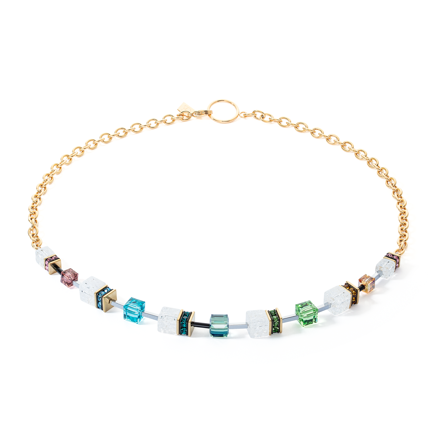 coeur-de-lion-geocube-iconic-precious-chain-halskette-gold-multicolor image 1
