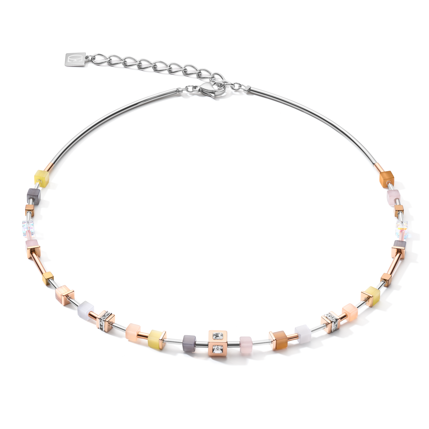 coeur-de-lion-halskette-geocube-fein-pastell-beige-oliv image 1