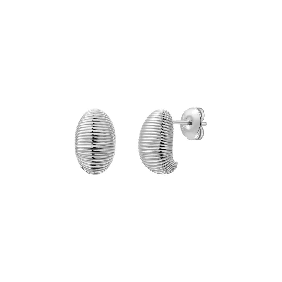 xenox-heartbeat-ohrringe-oval-geriffelt-925-sterlingsilber-rhodiniert image 1