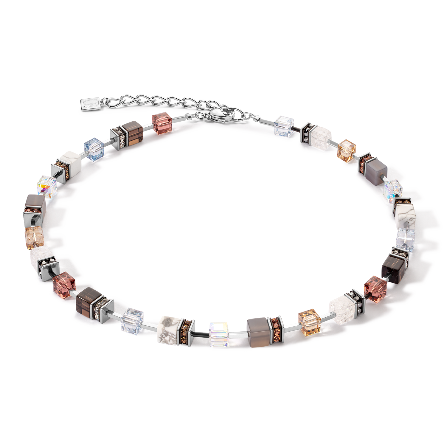 coeur-de-lion-geocube-iconic-statement-precious-halskette-cognac-beige image 1