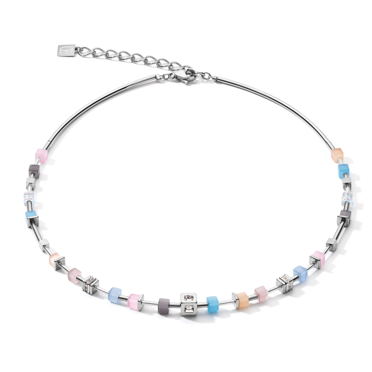 coeur-de-lion-cube-story-delicate-halskette-blau-rosa image 1