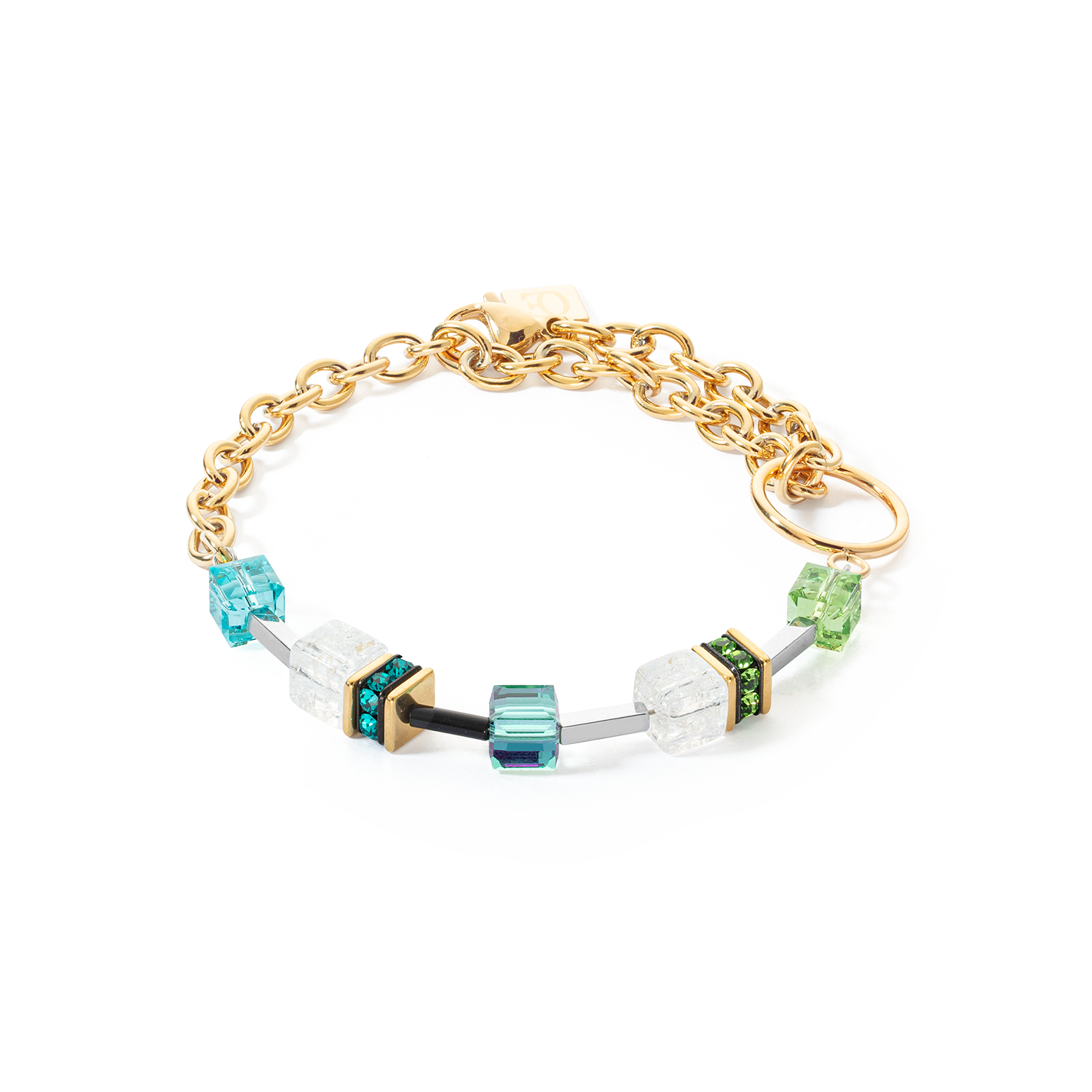 coeur-de-lion-geocube-iconic-precious-chain-armband-gold-multicolor image 1