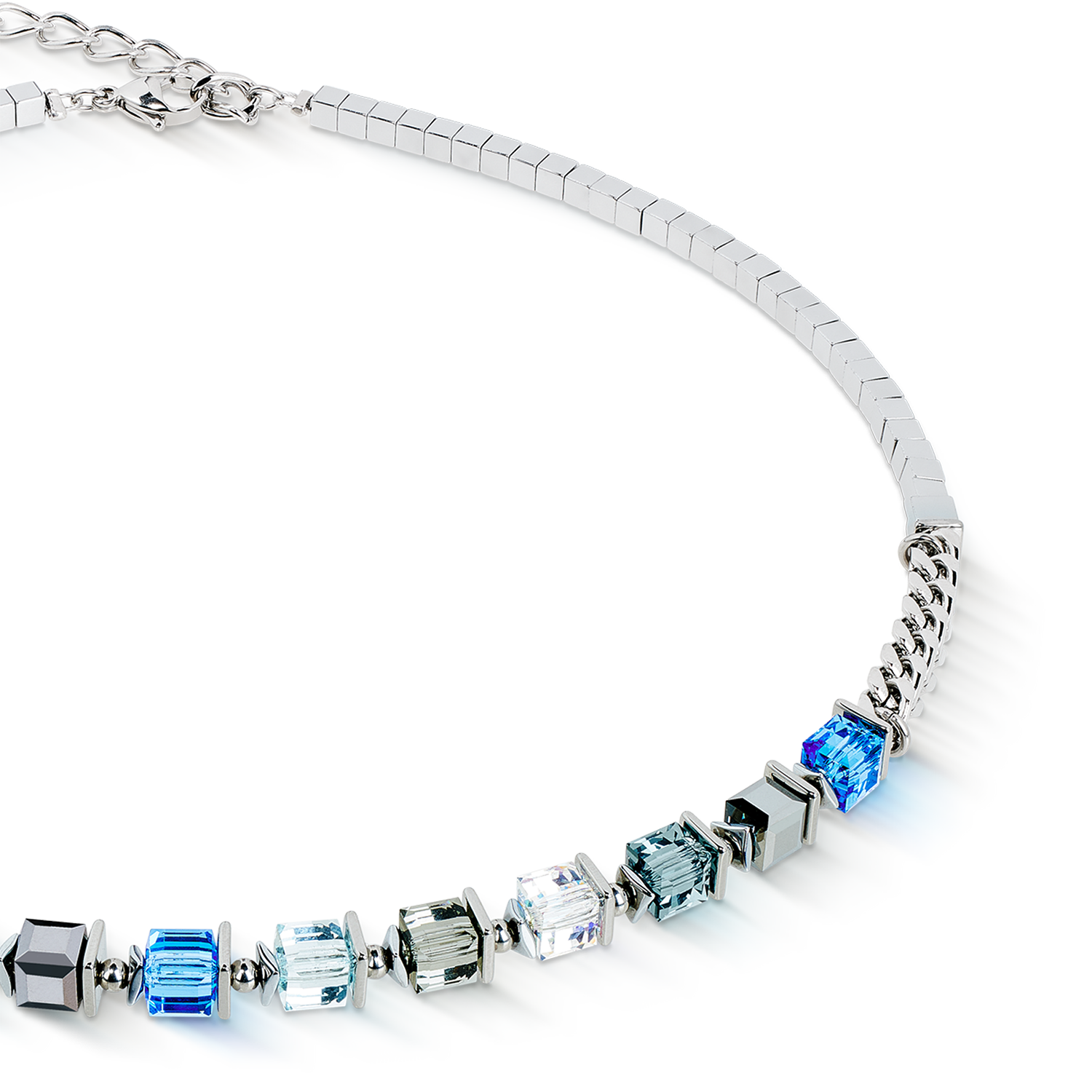 coeur-de-lion-geocube-halskette-sparkling-cubes-fusion-chain-silber-blau image 2