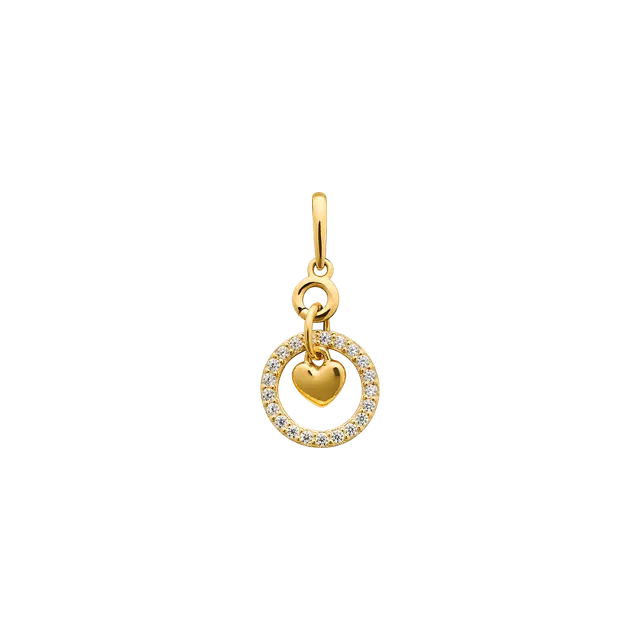 xenox-fine-herz-anh-nger-585-gelbgold-mit-zirkonia-kreis-xg14k0212g image 1