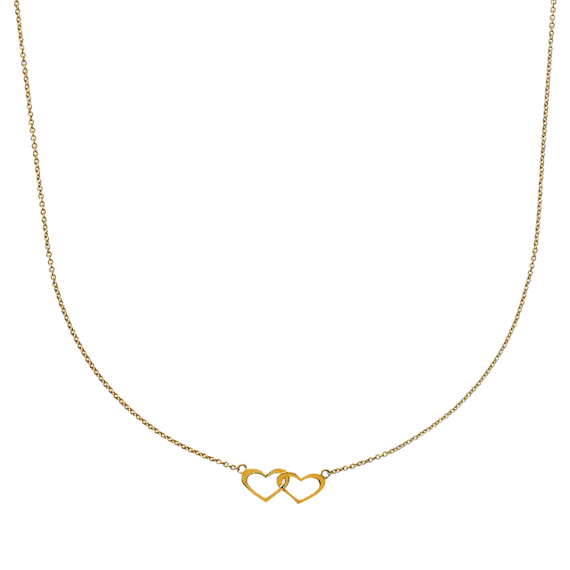 xenox-fine-halskette-585-gelbgold-mit-doppel-herz image 1