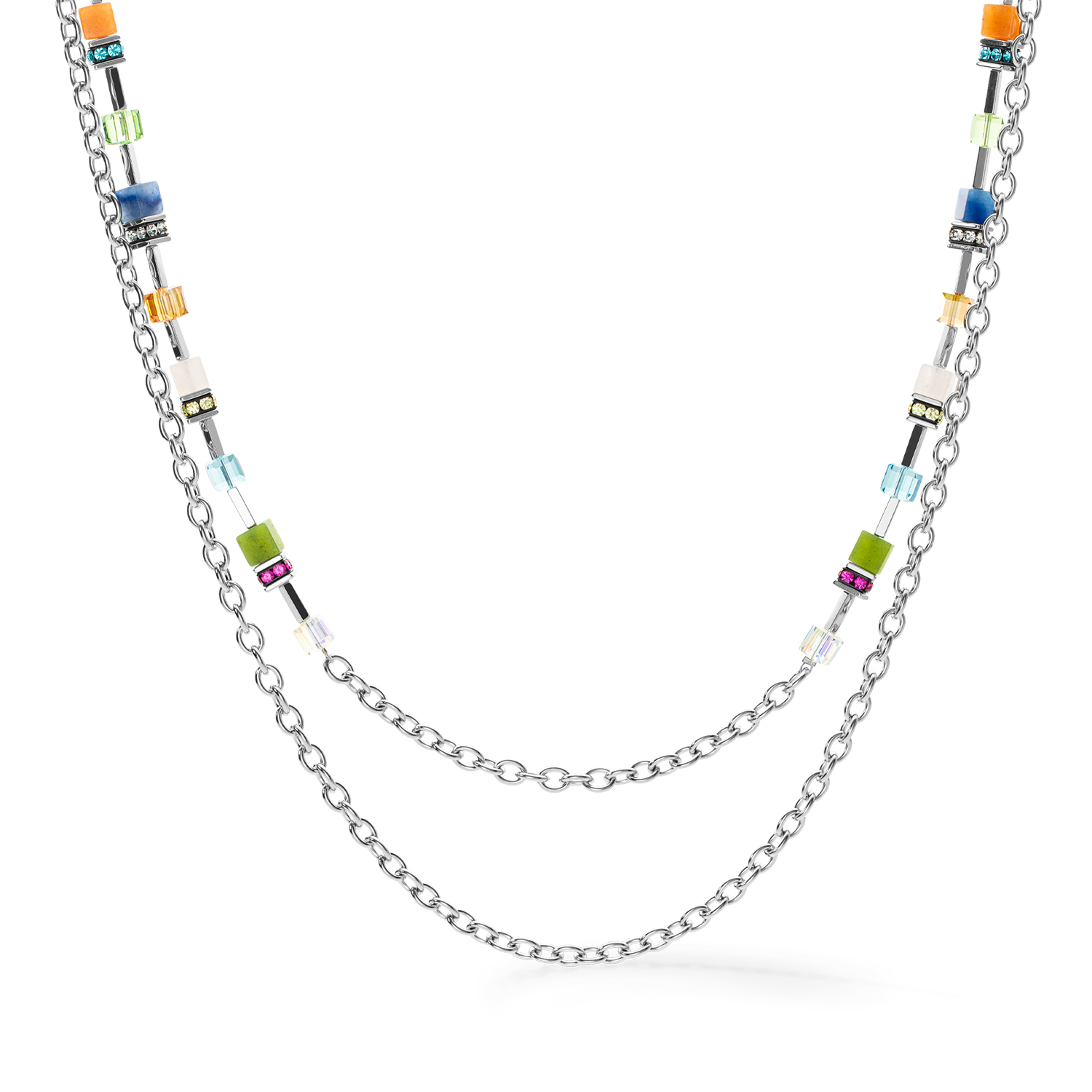 coeur-de-lion-geocube-iconic-boho-halskette-silber-multicolor-multi-wear image 4