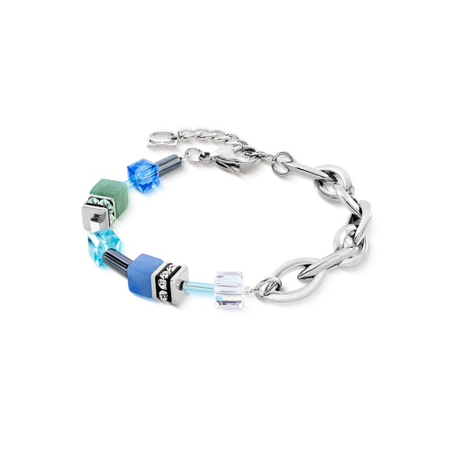 coeur-de-lion-geocube-chunky-chain-armband-silber-blau-aventurin-h-matit image 1