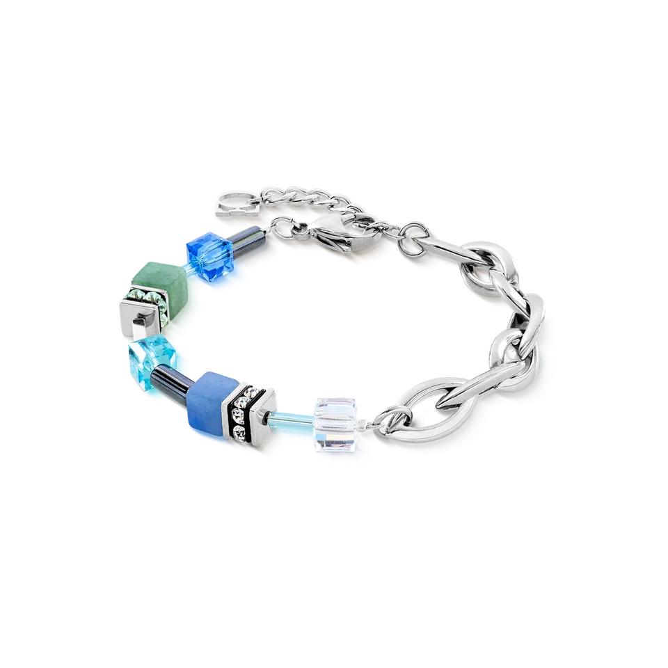 coeur-de-lion-geocube-chunky-chain-armband-silber-blau-aventurin-h-matit image 1