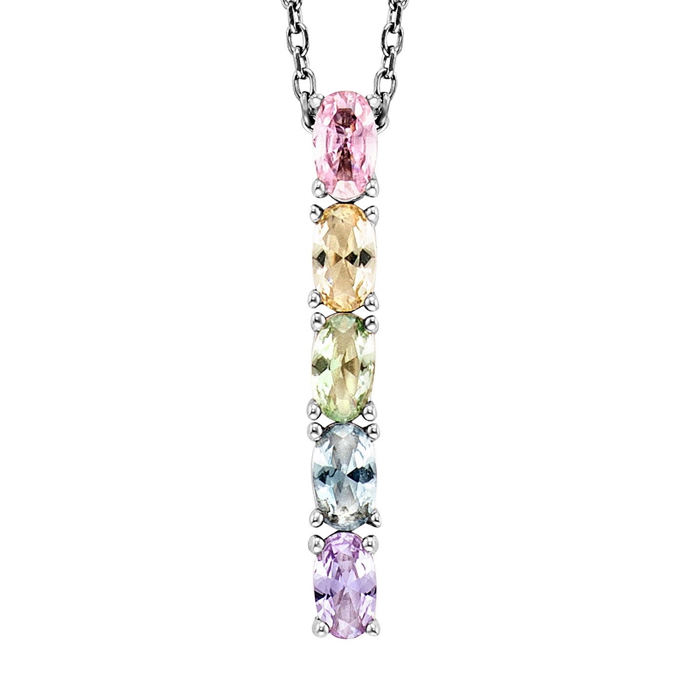 julie-julsen-crystal-line-kette-mit-anh-nger-silber-rhodiniert-mit-5-bunten-zirk image 3